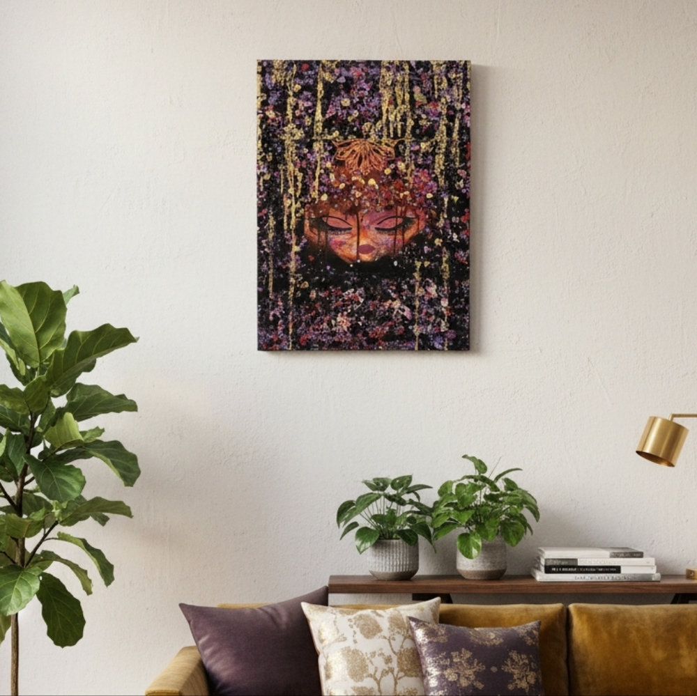 HANDCRAFTED Abstract Portrait Painting HANDMADE HANDPAINTED Wall Art Decor